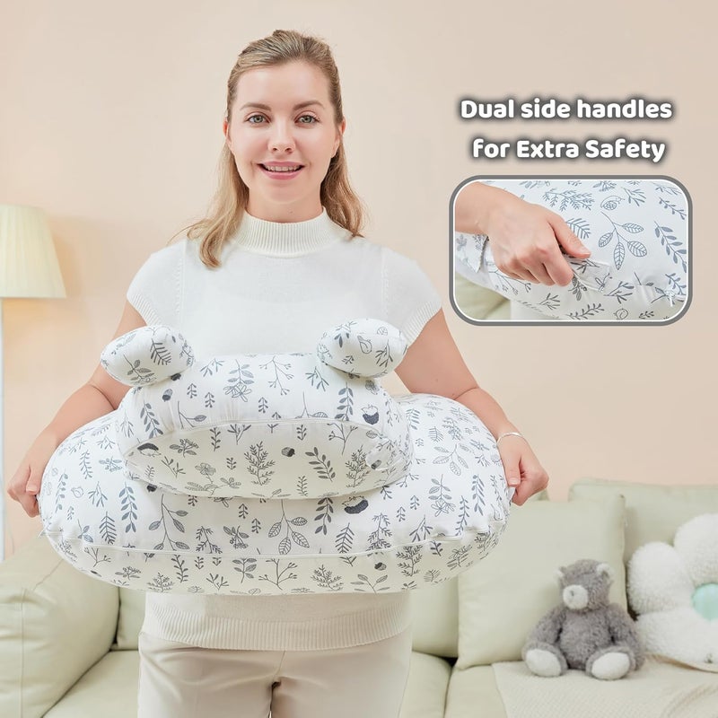lasoftan Nursing Pillow for Breastfeeding, Breast Feeding Pillow for Mom Support, Adjustable Waist Strap and Removable Cotton Cover, Leaves - Image 5